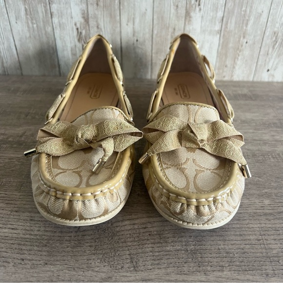 Coach Women's Monogram Beige Loafers - Picture 2 of 8